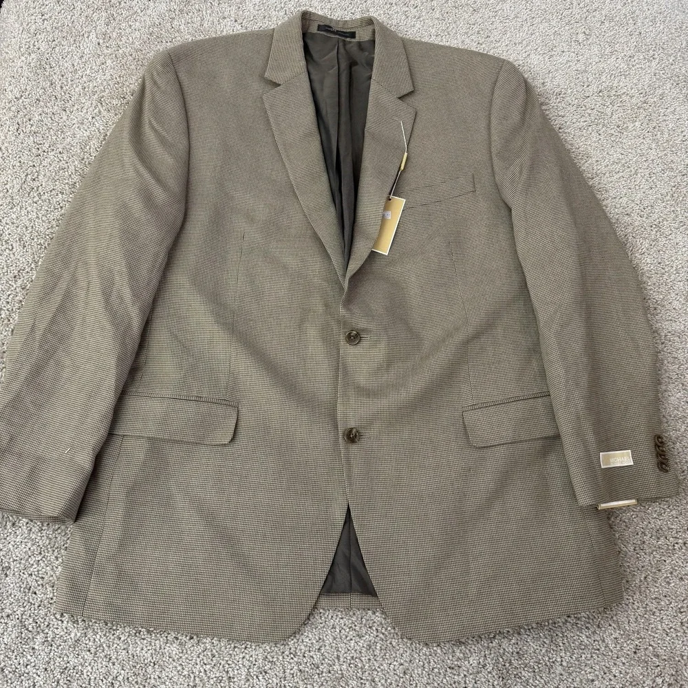 Michael Kors Blazer Mens 46 L Brown Check Polyester 2 Button Sport Coat Jacket
